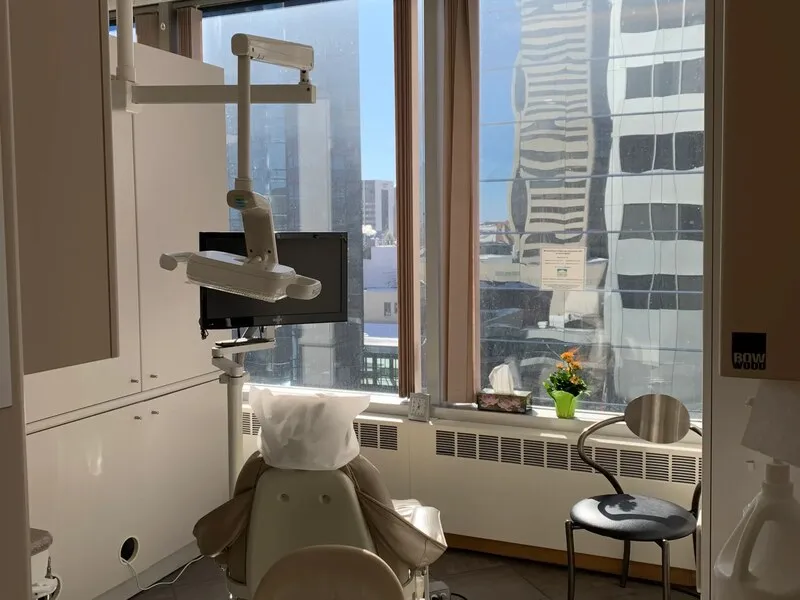 A treatment room at Downtown Dental Centre overlooking downtown Regina.